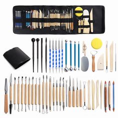 an assortment of tools are displayed on a white background