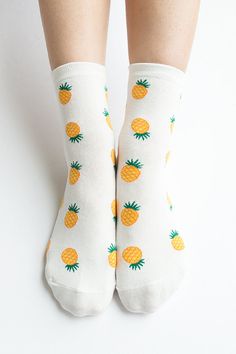 Pineapple Socks, Cute Pineapple, Pineapple Pattern, White Socks, Crazy Socks, Socks And Tights, Dieselpunk