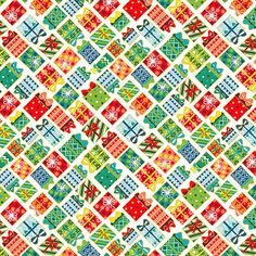 a colorful christmas pattern with presents on it