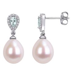 Complete your lavish look with these elegant Stella Grace aquamarine and freshwater cultured pearl drop earrings. Complete your lavish look with these elegant Stella Grace aquamarine and freshwater cultured pearl drop earrings. Length: 9.3 mm Backings: post Metal: 10k white gold Plating: rhodium Finish: polished Packaging: boxedSTONE DETAILS Stone type: aquamarine Total weight: 3/8 ct. Shape: pear Setting: prongDIAMOND DETAILS Total weight: 1/8 ct. Shape: round Setting: prong Color grade: G-I Cl White Gold Drop Earrings, Jared The Galleria Of Jewelry, Pearl Earrings Dangle, Freshwater Cultured Pearls, Diamond Drops, Diamond Drop Earrings, Gold Drop Earrings, Online Earrings, Pearl Drop Earrings