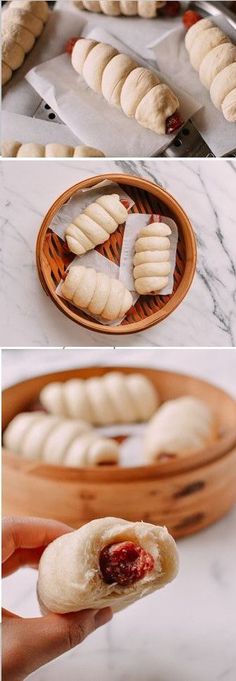 there are many different types of breads on the table