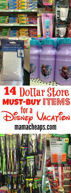 the top ten dollar store must buy items for a disney vacation with lots of merchandise