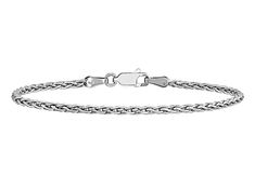 14k white gold 2.25mm parisian wheat chain lobster clasp. Measures 7" or 8"L x 3/32"W. White Gold Link Jewelry With Wheat Chain, White Gold Wheat Chain Link Jewelry, White Gold Jewelry With Wheat Chain Link, White Gold Wheat Chain Jewelry, Classic Silver Wheat Chain Bracelet, Diamond Bracelet, Lobster Clasp, Wheat, White Gold