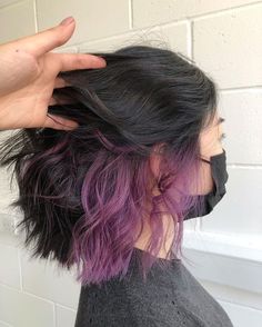 Purple And Black Hair, Hidden Hair Color, Peekaboo Hair Colors, Dyed Hair Inspiration, Pretty Hair Color