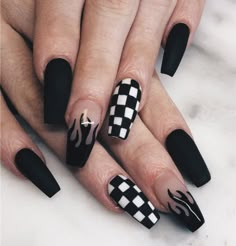 those are some baddie nails but also my type Nail Designs, Black And White, Nails, White, Black, Design