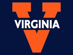 the virginia logo on a blue background with an orange and white v in the center