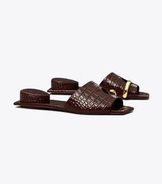 Pierced Mule Sandal: Women's Designer Sandals | Tory Burch Tory Burch Ring, Feminine Sandals, Tory Burch Slides, Tory Burch Heels, Fancy Footwear, Pretty Flats, Toe Ring Sandals, Lady Shoes, Tory Burch Sandals