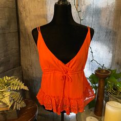 Nwt Honey Punch Orange Crossover Camisole Size L Adjustable Spaghetti Straps, Gather And Tie At Waist With Tassel. Very Rich Color And Super Cute Boho! Size L Summer Camisole With Built-in Bra And V-neck, Spring V-neck Tank Top With Straps, Spring V-neck Camisole With Straps, Sleeveless Tank Top With Built-in Bra For Brunch, V-neck Camisole With Straps For Day Out, Vacation Tops With Built-in Bra And V-neck, Summer V-neck Camisole, V-neck Tank Top With Straps For Day Out, V-neck Top With Adjustable Straps For Day Out