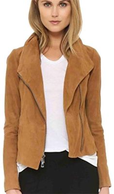 Cute Sweater Outfits, Suede Jacket Women, Motorcycle Jacket Women, Suede Biker, Brown Suede Jacket, Real Leather Jacket, Jacket Fashion, Genuine Leather Jackets, Leather Moto Jacket