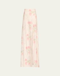 LoveShackFancy "Connie" biascut skirt crafted from silky fabric with a charming, largescale floral print all over    Highrise waistband    Full length    Aline silhouette    Slipon style    Silk    Unlined    Dry clean    Imported