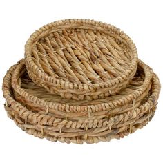 three wicker baskets stacked on top of each other in the shape of a circle