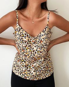 Anita Camisole Sizes 6-24 Top Digital PDF Sewing Pattern | Etsy Leopard Print V-neck Blouse For Summer, Summer Leopard Print V-neck Blouse, Chic Fitted Printed Tank Top, Printed Viscose V-neck Top, Spring Viscose Camisole Tank Top, Printed Fitted Camisole Top, V-neck Top With Adjustable Straps For Day Out, V-neck Top With Built-in Bra For Day Out, V-neck Tops With Adjustable Straps For Day Out