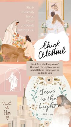 a collage of different images with the words, jesus and other things in them