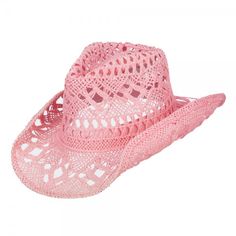 Western - Pink Solid Color Straw Cowboy Hat | Coupon Free | e4Hats.com Cowboy Ranch, Outback Hat, Whitetail Bucks, Macrame Lace, Cowboy Wedding, Straw Cowboy Hat, Sweat Band, Western Hat, Cowboy Up