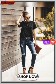 Fashion Denim Pencil Pants Ripped Skinny Jeans for Women Casual High Rise Jeggings With Zipper Closure, Casual High-rise Jeggings With Zipper Closure, Casual High-waist Jeggings With Zipper Closure, Casual Denim Jeggings For Work, Chic Stretch Jeans With Zipper Closure, Trendy Stretch Jeggings With Zipper Closure, Casual Dark Wash Jeggings For Workwear, Trendy Dark Wash Spring Jeggings, Pants Ripped