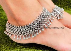 We offer only the finest silver jewelry in our collection. Material - Pure 925 Solid Sterling Silver Length - 10 Inches Width - 1.3 Inches   Weight - 209 Gm Approx (For Pair Anklet) Stamped 925 Free Standard Shipping Worldwide. Payment Policy :- We accept payment through PayPal. All payments must be made within 7 days of purchase. If you are experiencing some difficulty in paying through PayPal and need additional time, please  contact us. Shipping Policy :- All United States parcel will be shipped through USPS Shipping Service within 1-3 business days after received payment. (It takes 2 to 3 weeks to get it delivered) All Countries (Except USA) parcel will Be Shipped Through DHL E-Commerce Shipping/India Post within 1-3 Business Days after received payment. (It takes 3 to 4 weeks to get i Silver Toe Ring Jewelry, Hand Set, Silver Wedding Anklets With Oxidized Finish, Silver Spiritual Anklets As Gift, Silver Sterling Silver Toe Ring Anklet, Sterling Silver Toe Ring Anklet, Silver Adjustable Spiritual Anklets, Handmade Silver Anklets As A Gift, Adjustable Silver Anklet With Oxidized Finish, Elegant Adjustable Anklets With Oxidized Finish