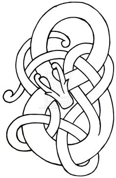 an image of a celtic knoted design with the head of a dragon on it