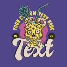 Pineapple skull editable t-shirt template , Create Designs Pineapple Skull