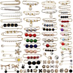 PRICES MAY VARY. Package include: 75PCS brooch pins in various styles. Enough quantity to meet your different needs and replacement needs, you can easily choose the one according to personal preferences. Material: the sweater shawl clips are mainly made of quality alloy and faux pearls, decorated with beautiful rhinestones, shiny and elegant, strong and reliable to wear, not easy to rust and break, providing you with a long-term of usage. Easy to use: these decorative collar clips are easy to us Wedding Brooch In Safety Pin Shape, Elegant Safety Pin Brooches As Gifts, Surprise Gifts For Girlfriend, Elegant Safety Pin Brooch, Silver Safety Pin Brooch For Gift, Cheap Gold Safety Pin, Collar Clips, Safety Pin Brooch, Pretty Pins