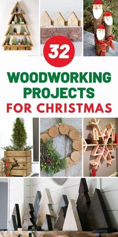 the cover of 32 woodworking projects for christmas