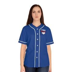 For all of my Baseball Mama's- The Baseball Mama Jersey! Featuring a full-button front and a rounded hem, these tees feature moisture-wicking fabric that keeps you cool when it's time to perform.  .: Material: 100% moisture-wicking polyester .: Medium fabric .: Regular fit- For over-sized fit, please size up .: Trim color and buttons available in black or white .: Seam thread color automatically matched to design Blue Cotton Baseball Jersey With Team Logo, Blue Cotton Baseball Jersey For Game Day, Blue Baseball Collar Top For Game Day, Blue Cotton Team Baseball Jersey, Casual Blue Baseball Jersey For Game Day, Blue Baseball Collar Top For Sports Events, Blue Cotton Baseball Jersey With Baseball Collar, Blue Cotton Baseball Jersey With Collar, Team-colored Cotton Baseball Jersey For Sports Fans