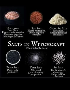 an image of salts in witchcrafts and other things that are on the table