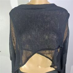 This New Cute Wrap Top Is Great For Anytime Of Year. Wear It Over A Tank Top For A Cute Layered Look. Black Long Sleeve Crop Top For The Beach, One Size Black Tops For Winter, Black Long Sleeve Crop Top For Evening, Elegant Black Crop Top For The Beach, Elegant Black Crop Top For Beach, Pretty Angel, Mesh Long Sleeve, Layered Look, Wrap Top