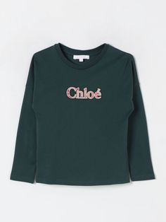 T-Shirt CHLOÉ Kids color Green Chloe Kids, Green Tshirt, Coloring For Kids, Chloe, Kids Tshirts, Girl Outfits, Kids Outfits, T-shirt, Green