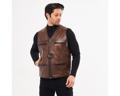 Mens Brown Leather Vest - 8 Pockets, Handmade Quality - Free Shipping - Unique Gift for Him - Stylish - Functional - Premium Craftsmanship Sheepskin Men's Vest Handcrafted brown lambskin vest with 8 pockets for style & function. Durable, timeless design. Shop now! 🌎 Worldwide Shipping 🚚 Orders shipped within 1-2 business days ⚡ Fast delivery: 3-5 days to most countries, up to 7 days depending on destination 📦 Track your order for peace of mind Elevate your style with this timeless and functio Brown Sleeveless Biker Vest, Classic Brown Leather Vest, Brown Leather Sleeveless Vest, Brown Biker Vest, Brown Leather Vest, Dressy Attire, Unique Gifts For Him, Mens Vests, Orders Shipped