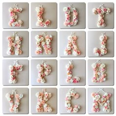 the letters made out of flowers are arranged in different sizes and colors, including one for each letter