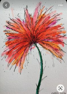 a painting of a flower on a white paper