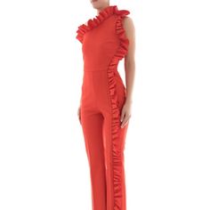 Msgm Asymmetric Ruffled Jumpsuit Double Crepe Cady. One Shoulder Design With Ruffles On The Side. Stunning. Size It 42 Us M Or 6 Hidden Zipper. Worn Once. Chic Red Jumpsuit With Ruffles, Red Chic Jumpsuits And Rompers With Ruffles, Sleeveless Ruffled Jumpsuits For Formal Occasions, Formal Sleeveless Ruffled Jumpsuits And Rompers, Formal Sleeveless Ruffled Jumpsuit, Ruffled Jumpsuit, Ruffle Jumpsuit, Shoulder Design, On The Side