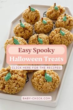 easy spooky halloween treats on a plate with text overlay that says easy spooky halloween treats click here for the recipe