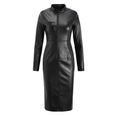 H7eee452d173f4394a9ee6ccb11531087y.png Women With Sleeves, Long Sleeve Leather Dress, Casual Dress Patterns, Leather Dress Women, Bodycon Evening Dress, Autumn Sleeve, Faux Leather Dress, Leather Dresses, Leather Dress