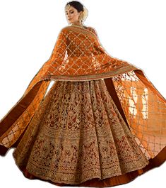 Orange Lehenga, Choli Dress, Pakistani Bridal Dress, Bridal Dupatta, Bridal Lehenga Choli, Organza Dupatta, Orange Fabric, Traditional Attire, Pakistani Bridal