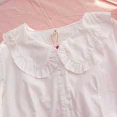 Bunny Ears Kawaii Lolita Shirt - One Size Kawaii Style Blouse For Spring, Casual White Blouse With Doll Collar, White Cotton Blouse With Cute Collar, Spring Kawaii Blouse, Summer Kawaii Blouse, Cute Cotton Blouse With Lace Collar, Kawaii Spring Top With Doll Collar, Spring Kawaii Top With Doll Collar, Cute White Blouse With Doll Collar