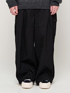 Composition : COTTON 100%Country of Origin : KOREA Baggy Black Wide-leg Cargo Pants, Black Baggy Wide-leg Cargo Pants, Black Cargo Style Parachute Pants Loosely Fitted, Loosely Fitted Black Cargo Parachute Pants, Black Relaxed Fit Wide-leg Cargo Pants, Black Tapered Leg Pants With Cargo Pockets, Black Full-length Parachute Pants With Hip Pockets, Black Utility Cargo Pants With Loosely Fitted Hips, Baggy Straight Leg Black Work Pants