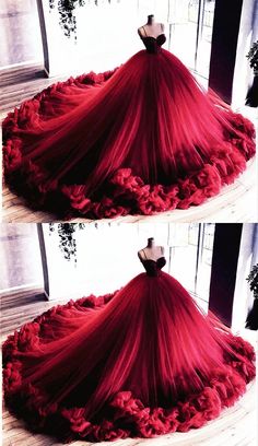 Ball Gown Ruffles Wedding Prom Dresses Burgundy Quinceanera, Burgundy Ball Gown, Gown Ruffles, Burgundy Quinceanera Dresses, Ball Gown Prom Dress, Pretty Quinceanera Dresses, Dresses Ball Gown, Sweetheart Prom Dress, Cute Prom Dresses