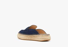 Slip these on for a sunny stroll in the park. They feature loafer-like suede uppers for a preppy take on the classic mule. | Kate Spade Eastwell Mules, Captain Navy - 8 Spring Suede Loafers With Woven Sole, Casual Mules With Suede Lining For Work, Casual Spring Loafers With Suede Lining, Summer Suede Slip-on Loafers, Summer Slip-on Suede Loafers, Slip-on Suede Loafers For Summer, Casual Suede Summer Loafers, Casual Suede Loafers For Summer, Summer Suede Loafers For Workwear