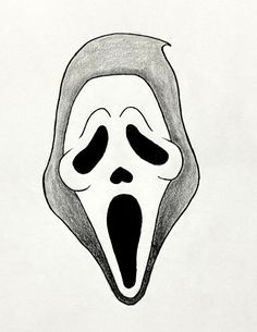 a drawing of a scream mask with its mouth open