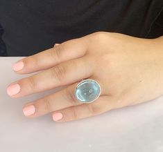 Aquamarine Diamond Ring Gemstone Cocktail Ring Aquamarine | Etsy Luxury Turquoise Aquamarine Rings, Luxury Blue Moonstone Wedding Ring, Luxury Light Blue Round Rings, Luxury Light Blue Round Ring, Luxury Blue Oval Moonstone Ring, Luxury Blue Moonstone Ring, Blue Aquamarine Ring, Green Aquamarine, Tanzanite Stone