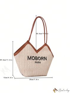 BirdinBag - Embroidered Straw Bag with Contrast Trim - Perfect Mothers Day Gift Paper Sizes Chart, Letter Bag, Contrast Trim, Paper Size, Straw Bag, Mother's Day Gifts, 4 Inch, Mothers Day, Straw