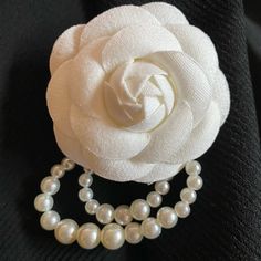 White Camellia Brooch Can Be Used As A Clip/Pin New, Never Used White Brooches With Flower Decoration For Formal Occasions, Elegant Cream Brooches For Formal Occasions, Elegant Flower Brooch For Spring, Classic White Brooches For Gift, Classic White Brooches As Gift, Classic White Brooches For Gifts, Formal White Brooches With Flower Decoration, Elegant White Lapel Pin For Wedding, Elegant Spring Gift Brooches