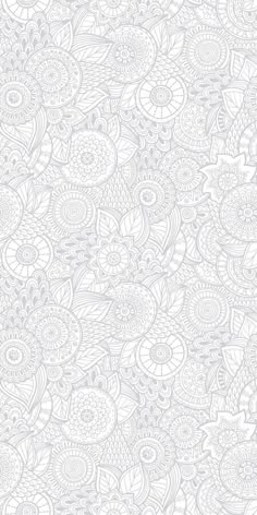 an abstract white background with lots of different shapes and sizes, including leaves and flowers