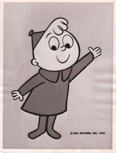 a drawing of a cartoon character in black and white