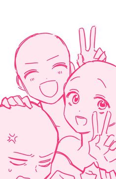 two people are hugging each other with their faces drawn in pink ink on a white background