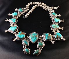 RARE Native American Turquoise Jewelry Set AUTHENTIC ONE OWNER! 3pc Blue Navajo Squash Blossom Jewelry, Native American Turquoise Jewelry, Turquoise Jewelry Set, Turquoise Squash Blossom, Turquoise Jewelry Native American, Native American Turquoise, Squash Blossom Necklace, American Turquoise, Native Jewelry