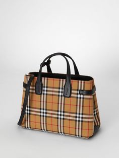 The Medium Banner in Vintage Check and Leather in Black - Women | Burberry United States - cell image 3 Burberry Bridle Bag, Burberry Vintage Crossbody Bag, Burberry Black Purse, Burberry Horseferry Bag, Burberry Check Tote Bag, Burberry Bag, Signature Style, Leather Tote, Duffle Bag