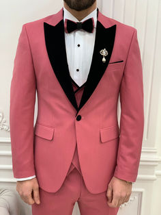 Tuxedo Suit For Men, Pink Tuxedo, Tuxedo Colors, Shoe Care Kit, Wedding Tuxedo, Pants Gift, Slim Fit Tuxedo, Suit Material, Tuxedo Wedding