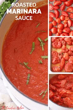 roasted marinara sauce in a white bowl